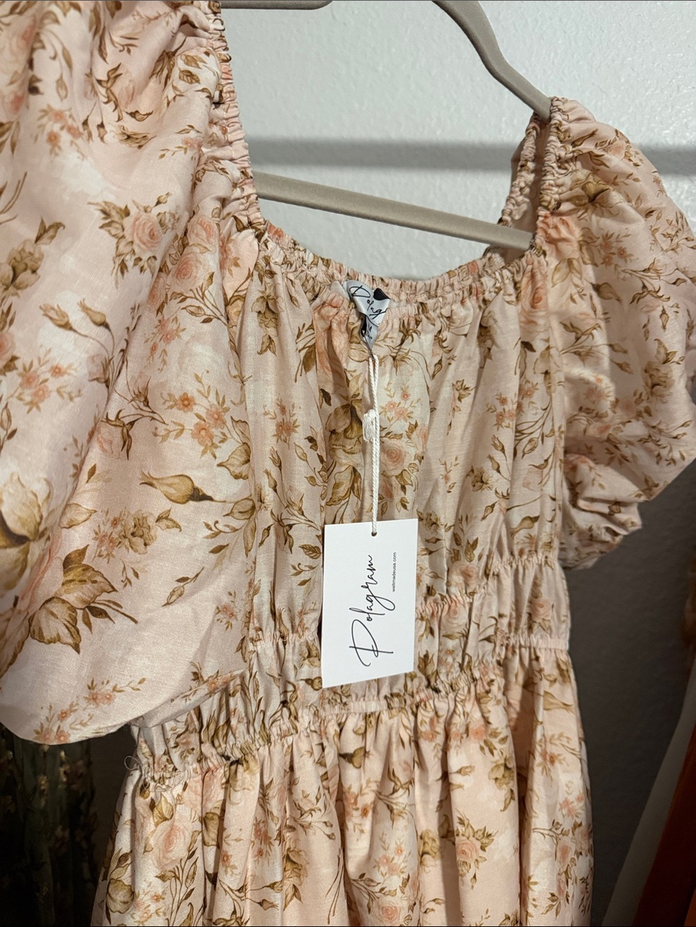 Peasant Floral Puff Sleeve Maxi Dress in Blush - Picture 2 of 2